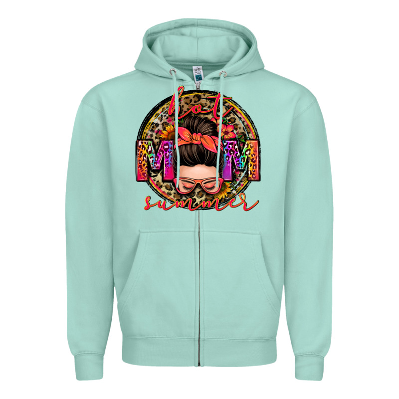 Hot Mom Summer Messy Bun Zipper Hoodie by Zillion Design Studio | Teevron