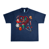 Navy christmas nurse Urban Heavy Tee - MaliasSmallBusiness