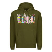 Army Green retro groovy easter Premium Hoodie - MaliasSmallBusiness