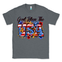 Charcoal Heather god bless the usa Classic Tee - Zillion Design Studio