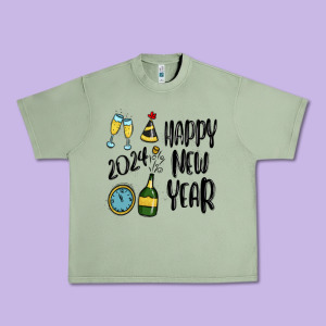 Happy New Year 2024 Urban Heavy Tee Designed By Maliassmallbusiness