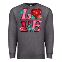 Charcoal Heather love with balloons Premium Sweatshirt - AdoDesignShop
