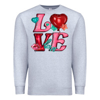 Heather Grey love with balloons Premium Sweatshirt - AdoDesignShop