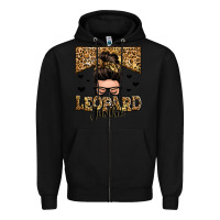 Black leopard junkie messy bun Zipper Hoodie - Zillion Design Studio