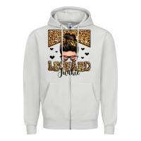 Dove Grey leopard junkie messy bun Zipper Hoodie - Zillion Design Studio