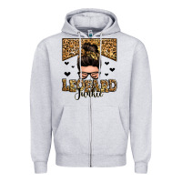 Heather Grey leopard junkie messy bun Zipper Hoodie - Zillion Design Studio