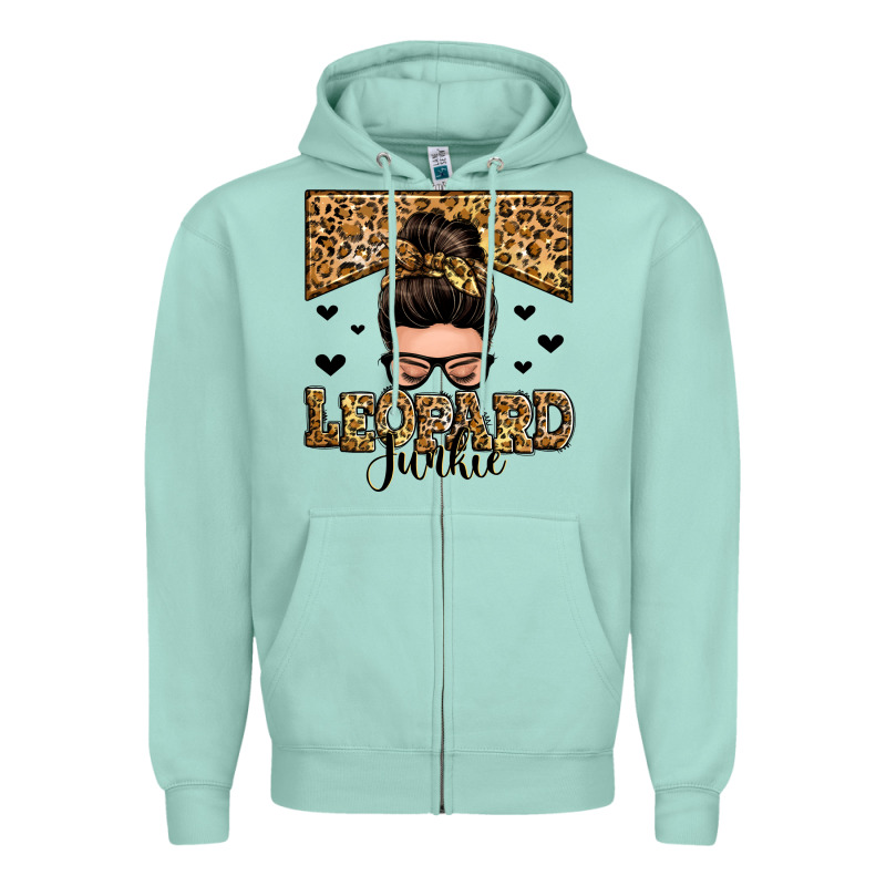 Leopard Junkie Messy Bun Zipper Hoodie by Zillion Design Studio | Teevron
