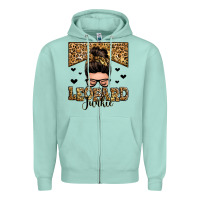 Seafoam leopard junkie messy bun Zipper Hoodie - Zillion Design Studio