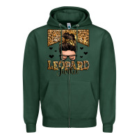 Sports Green leopard junkie messy bun Zipper Hoodie - Zillion Design Studio