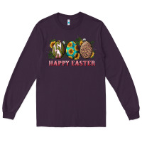 Plum happy easter eggs with sunflower leopard and cactus Long Sleeve Tee - RanaPortraitStore
