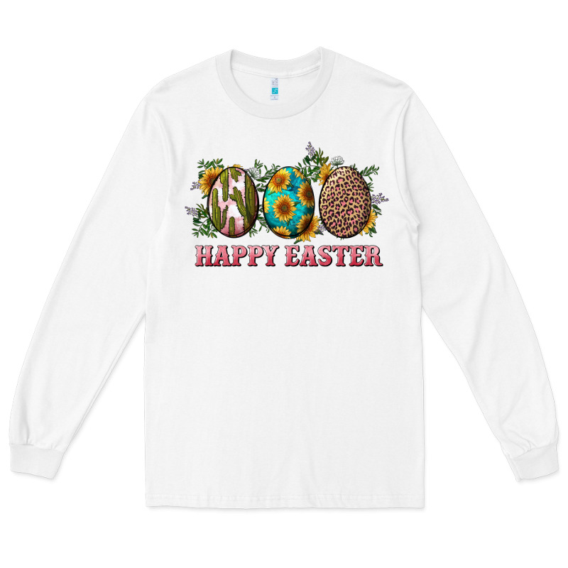 Happy Easter Eggs With Sunflower Leopard And Cactus Long Sleeve Tee by RanaPortraitStore | Teevron