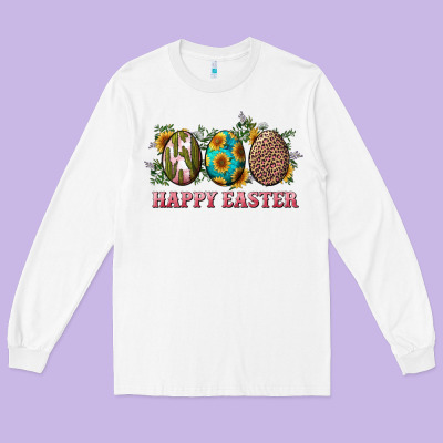 Happy Easter Eggs With Sunflower Leopard And Cactus Long Sleeve Tee Designed By Ranaportraitstore