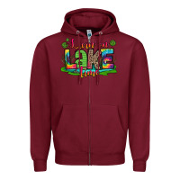 Burgundy living on lake time Zipper Hoodie - Zillion Design Studio