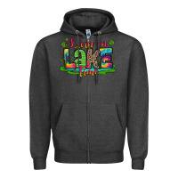 Charcoal Heather living on lake time Zipper Hoodie - Zillion Design Studio