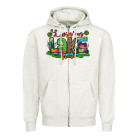 Oatmeal Heather living on lake time Zipper Hoodie - Zillion Design Studio