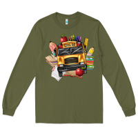 Army Green school bus driver front Long Sleeve Tee - texasbilliewilder