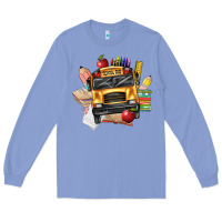 Colony Blue school bus driver front Long Sleeve Tee - texasbilliewilder