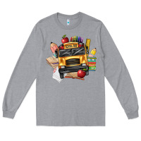 Heather Grey school bus driver front Long Sleeve Tee - texasbilliewilder