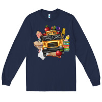 Navy school bus driver front Long Sleeve Tee - texasbilliewilder