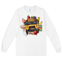 White school bus driver front Long Sleeve Tee - texasbilliewilder