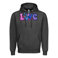 Charcoal Heather love stitch Zipper Hoodie - Zillion Design Studio