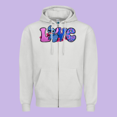 Love Stitch Zipper Hoodie Designed By Zillion Design Studio