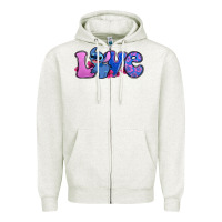 Oatmeal Heather love stitch Zipper Hoodie - Zillion Design Studio