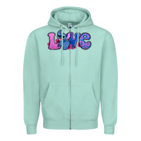 Seafoam love stitch Zipper Hoodie - Zillion Design Studio