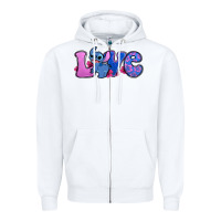 White love stitch Zipper Hoodie - Zillion Design Studio