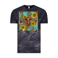 Cloud Black western highland cow Vintage Tee - BarkalooDesign