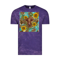Cloud Purple western highland cow Vintage Tee - BarkalooDesign