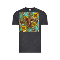 Vintage Black western highland cow Vintage Tee - BarkalooDesign