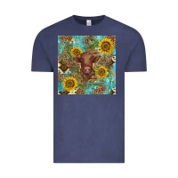 Vintage Denim western highland cow Vintage Tee - BarkalooDesign
