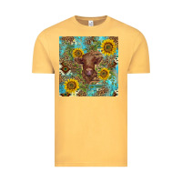 Vintage Mustard western highland cow Vintage Tee - BarkalooDesign