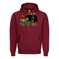 Burgundy mama bear autism Zipper Hoodie - Zillion Design Studio
