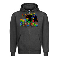 Charcoal Heather mama bear autism Zipper Hoodie - Zillion Design Studio