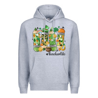 Heather Grey retro patricks day teacher life Premium Hoodie - MaliasSmallBusiness