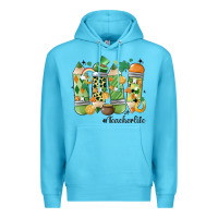 Ocean Blue retro patricks day teacher life Premium Hoodie - MaliasSmallBusiness
