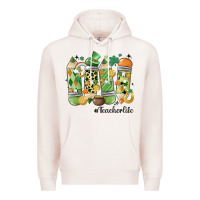 Pale Pink retro patricks day teacher life Premium Hoodie - MaliasSmallBusiness