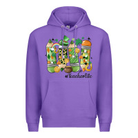 Purple retro patricks day teacher life Premium Hoodie - MaliasSmallBusiness