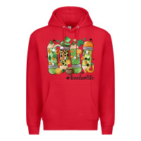 Red retro patricks day teacher life Premium Hoodie - MaliasSmallBusiness