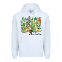 White retro patricks day teacher life Premium Hoodie - MaliasSmallBusiness