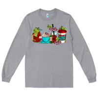 Heather Grey wine coffee cups Long Sleeve Tee - AdoDesignShop
