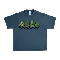 Midnight Navy christmas checkered trees Urban Heavy Tee - MaliasSmallBusiness
