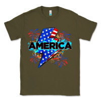 Army Green America with lightning bolt Classic Tee - Zillion Design Studio