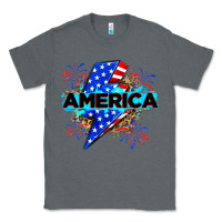 Charcoal Heather America with lightning bolt Classic Tee - Zillion Design Studio