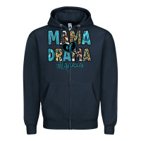 Navy mama of drama boy mom Zipper Hoodie - Zillion Design Studio