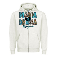 Oatmeal Heather mama of drama boy mom Zipper Hoodie - Zillion Design Studio