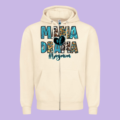 Mama Of Drama Boy Mom Zipper Hoodie Designed By Zillion Design Studio