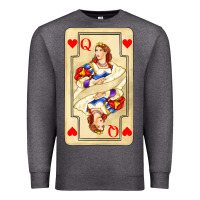 Charcoal Heather love playing cards queen Premium Sweatshirt - AdoDesignShop